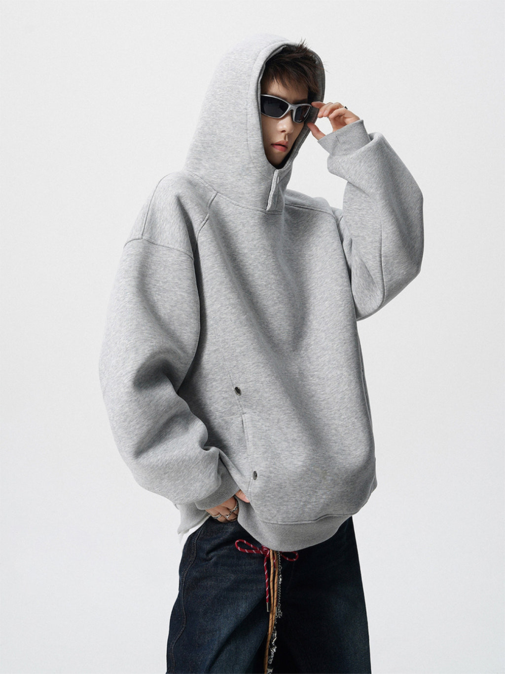 Versatile cotton blended Solid color Hoodie