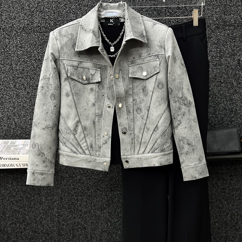 Vintage Retro tie-dye short coat for men