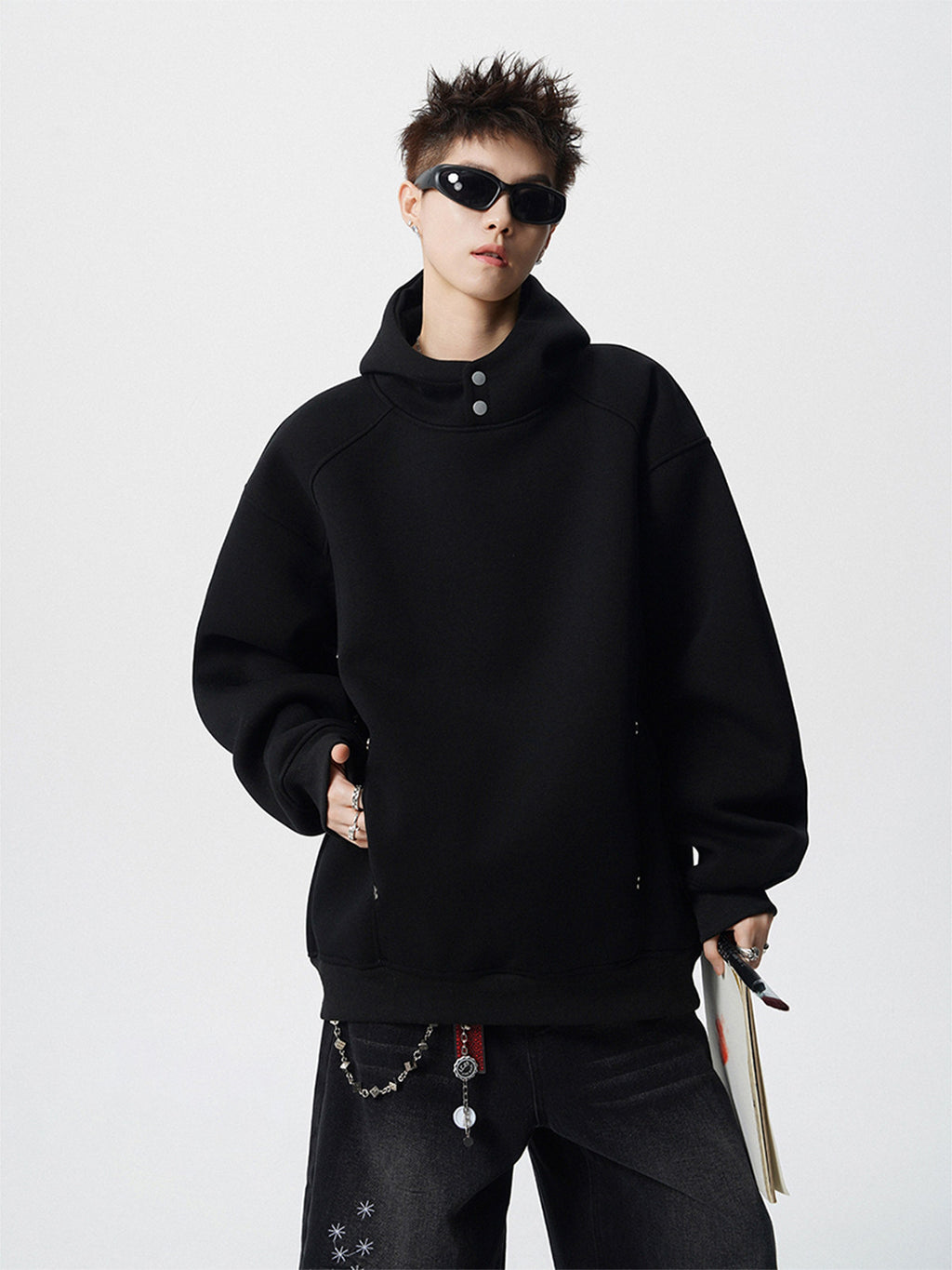 Versatile cotton blended Solid color Hoodie