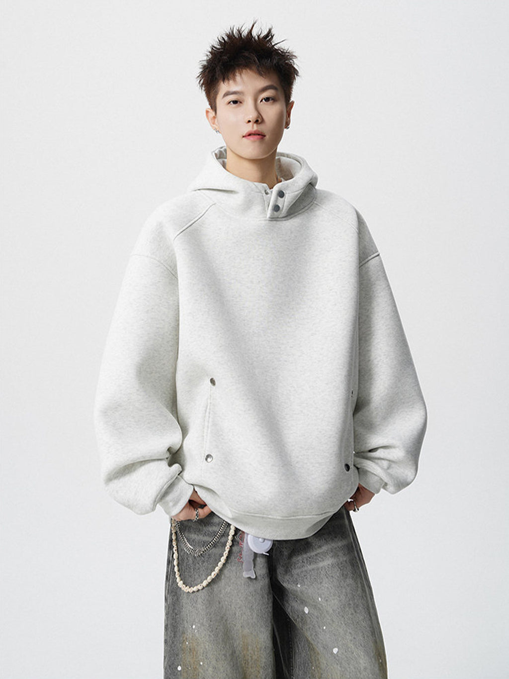 Versatile cotton blended Solid color Hoodie