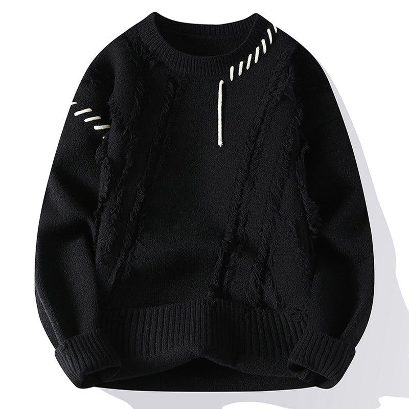 Color Blocked Loose Fit Knit Sweater for Men