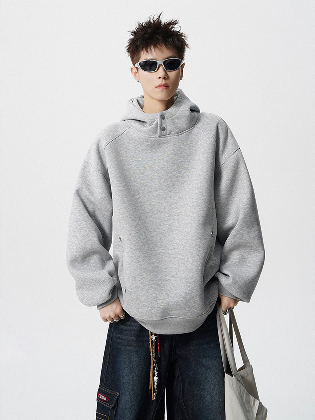 Versatile cotton blended Solid color Hoodie