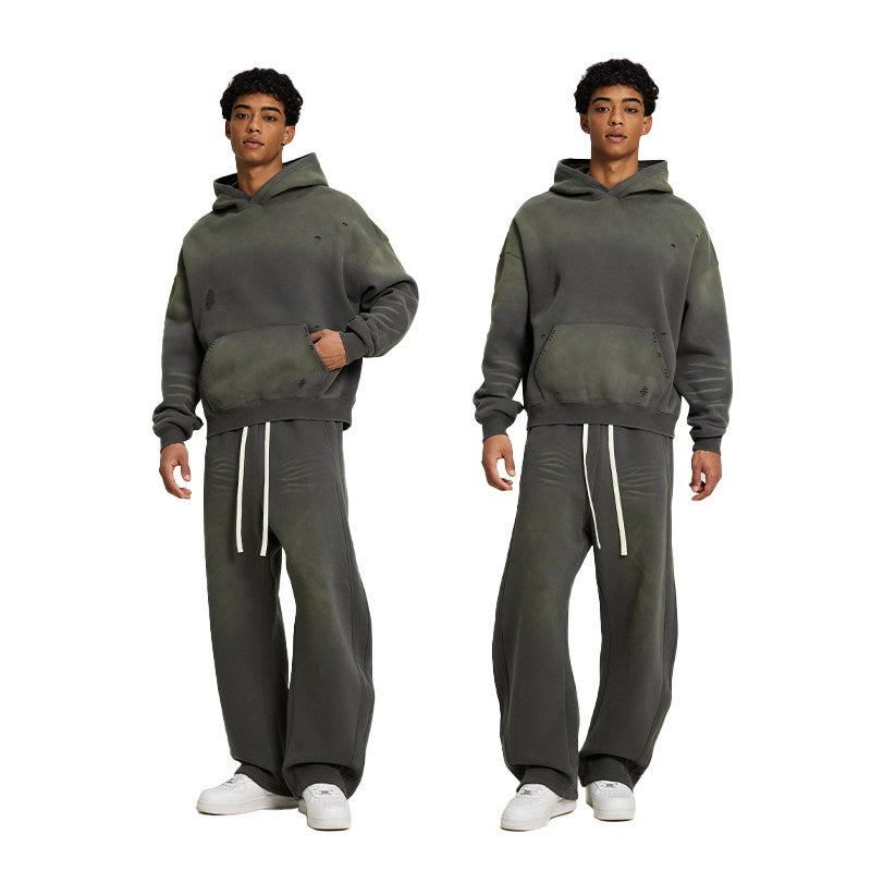 American Retro Streetwear Hoodie Set